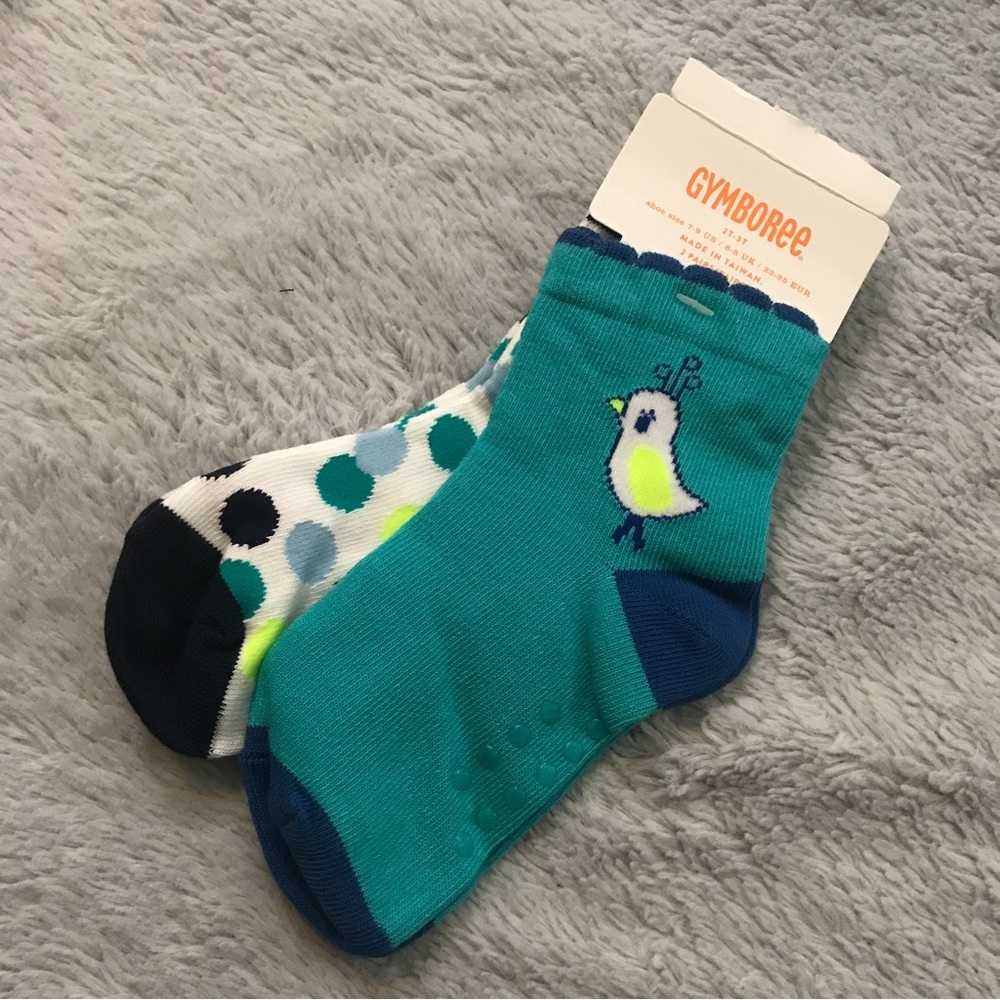 NWT Gymboree bird polka dot socks Happy Bluebird 2T-3T girls yellow blue NEW